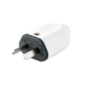Ficha Macho Recta Polarizada 10A P/Cable 2 Polos Blanca KS44201 Kalop