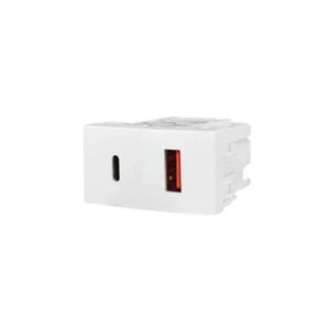 Modulo Cargador Doble 2 USB A+C 30W Rapido Blanco P/Sist. Modular KS40493 Kalop