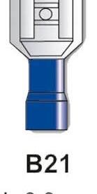 Terminal Preaislado Completo Pala Hembra 6.3mm Azul Transp. B21 3036 LCT